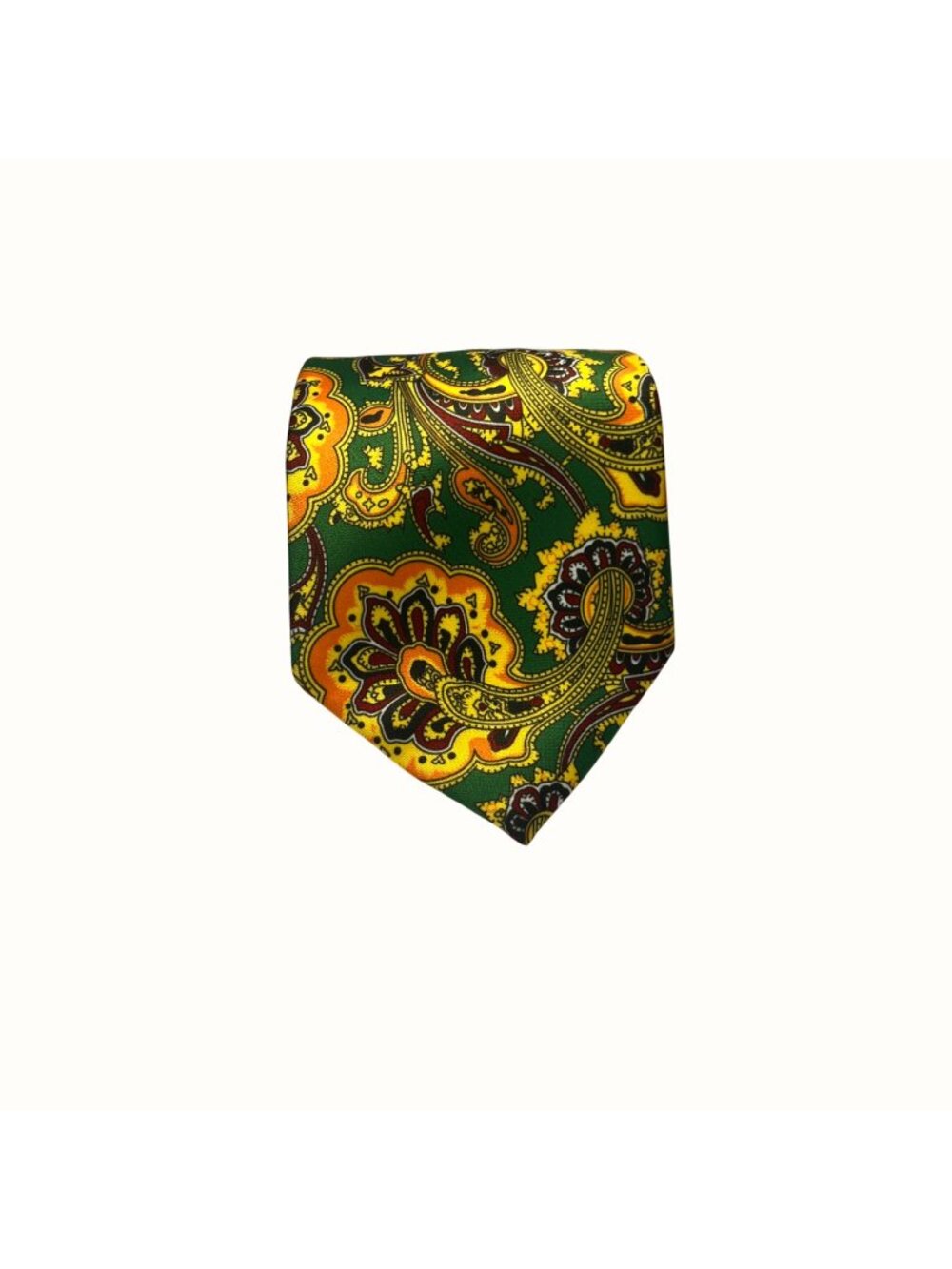 Hi-Tie Men's Green and Yellow Paisley Necktie